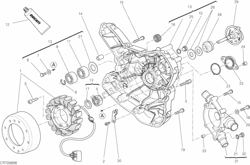 Wszystkie części do Os? Ona Crnkcse Od Strony Lewej Pompy Wody Ducati Monster 1200 S Stripes USA 2015